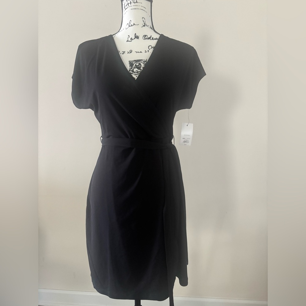 Nine West Black Midi Wrap Dress